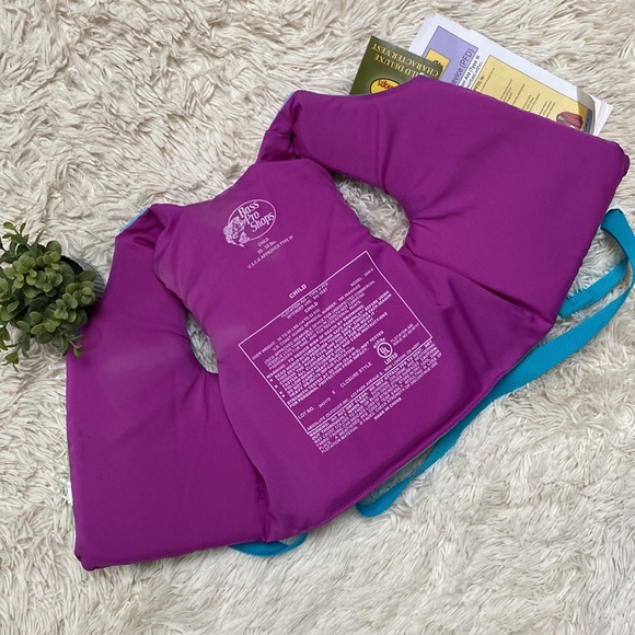 🎉3X HP🎉 Bass Pro Shops Child Deluxe Character Vest 💗 Aqua Purple & Green - Picture 7 of 11